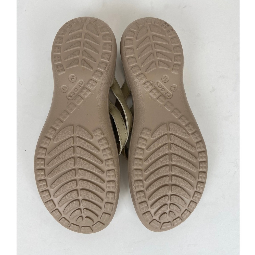 Crocs Dual Comfort Capri V Women's Flip Flop Size 11 Cream Thong Faux Leather - Picture 11 of 11